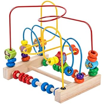 Komorebi Wooden Animal Beads Maze Game Educational Preschool Toddler Toys For1 2 3 4 5 Year Old Boys Girls Roller Coaster Around Circle Bead Early