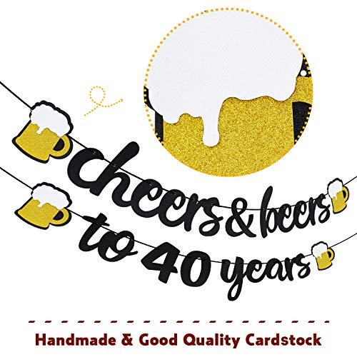 Joymee-Cheers-Beers-to-40-Years-Black-Glitter-Banner-for-40th-Birthday-Wedding-Anniversary-Party-Supplies-Decorations-PRESTRUNG