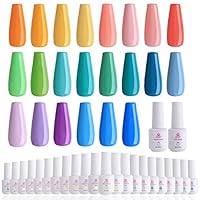 Makartt Gel Nail Polish Set - 22 Fall Pink Yellow Blue Green Purple Colors Gel 8ML UV Gel Nail Polish Base Coat Top Coat, 24 Bottles Soak Off Gel Kit Halloween Gift for Women Home and Salon Use P-30