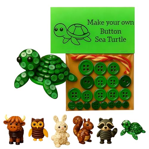 WZKKCTG DIY Button Highland Cow Craft Kit, Beginner-Friendly, Funny Animals Three-Dimensional Christmas Ornament Kits, DIY Highland Cow Button Ornament, Christmas Birthday Gifts for