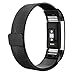 AK for Fitbit Charge 2 Bands, Adjustable Milanese Stainless Steel Metal Band Strap with Magnetic Closure Clasp for 2 HR Fitness Tracker (Black, Small)