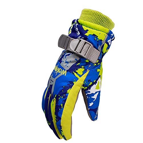 Aisprts Ski Gloves Men and Women Winter Touch Screen Gloves Windproof Waterproof Outdoor Snow Snowboard Warm Gloves (XS(XS for kids), Blue)