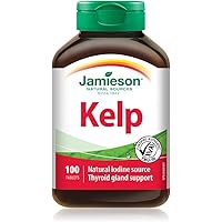 Jamieson Kelp Tablets, Natural Source of 650 mcg Iodine, Thyroid Support, and a Factor in the Maintenance of Good Health. Non