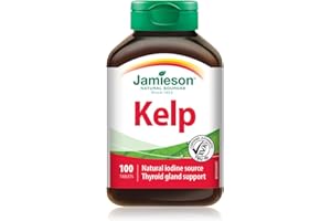 Jamieson Kelp Tablets, Natural Source of 650 mcg Iodine, Thyroid Support, and a Factor in the Maintenance of Good Health. Non