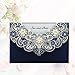 DORIS HOME 50pcs Navy Blue Laser Cut Flora Lace invitation Cards with Envelopes for Wedding Invitations, Bridal Shower, Engagement, Birthday, Bachelorette Party, Baby Shower
