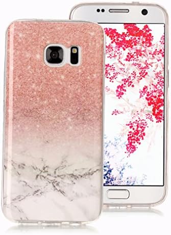 Marble Case for Samsung Galaxy S7 Edge, Ronger Gel TPU Silicone Case Ultra Thin Flexible Cover with Stone Pattern for Samsung Galaxy S7 Edge Case, Rose Gold and White