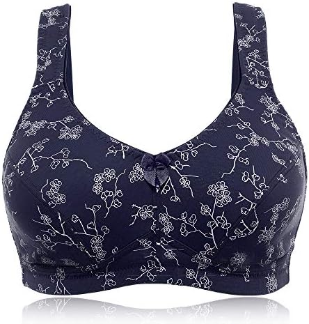 KISSLACE Women Cotton Bra Full Coverage Wire-Free No Padded Floral Comfort Plus Size Minimizer Bras