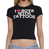 Baby Tees for Women Y2K Baby Tees E-Girls Cute Graphic Print Crop Tops Slim Fit T Shirts Retro Vintage Aesthetic
