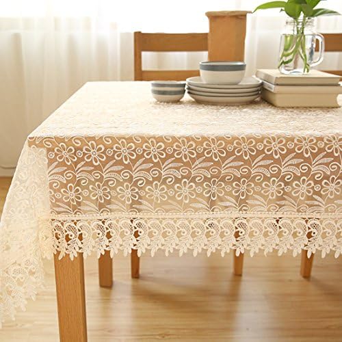 Ethomes Clear Water Soluble Lace Floral Embroidered Home Wedding Indoor Outdoor Decoration Tablecloth Square approx 22x22 inch (55x55cm)