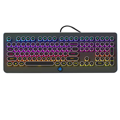 COM1950s 108Keys Retro Steam Punk Mechanical Keyboard Backlit Dustproof Fixed Axis Keyboard,Full Key Without Conflict Punk Gaming Office Computer Keyboard (Black, 108Keys)