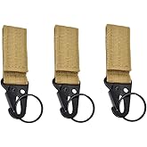 3-Piece Tactical Nylon Webbing Buckle Carabiner Molle Belt Clip Key Buckle, Suitable for Outdoor Sports(Khaki)
