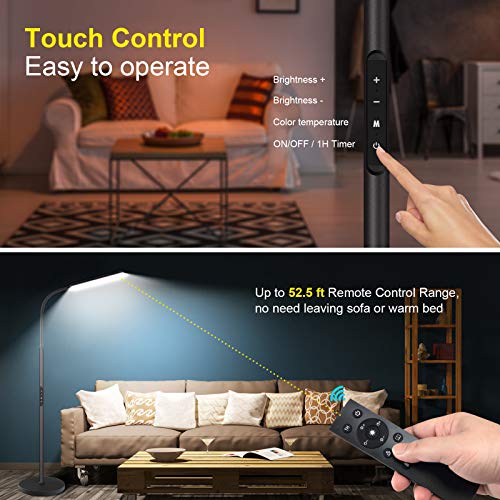 Dimunt LED Floor Lamp, Bright 15W Floor Lamps for Living Room with 1H