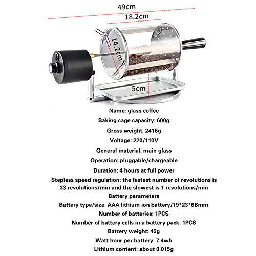 TTFGG 600G Kaffeeröster Kaffeebohnen,Kaffeebohne Röstmaschine Haushaltsbackenmaschine Kaffeebohnen Röstmaschine, Für… – Bild 7