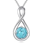 ZPMMPZ Infinity Necklace 925 Sterling Silver Natural Turquoise Pendant Infinity Jewelry Gifts for Women