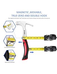 Cinta métrica con fracciones   Cinta métrica de doble cara y pulgadas, liberación de doble bloqueo, cinta métrica con gancho magnético, cierre automático, carcasa metálica, 27 pies x 26.2 ft