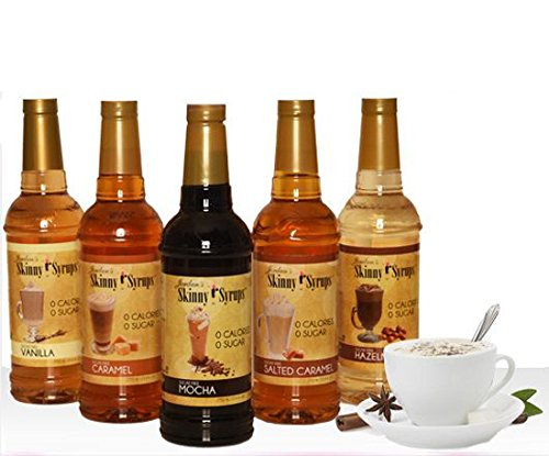 Jordan’s Skinny Syrups | Sugar Free Almond Coffee Syrup | Healthy Flavors with 0 Calories, 0 Sugar, 0 Carbs | 750ml/25.4oz Bottles - Pack of 6
