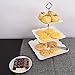 3 Tier Square Porcelain Cake Stand with Sugar Tongs - Party Food Server Display Set - Three Tier Dessert Stand - Perfect for Your Tea Party, Baby Shower and Dessert Table - (White)
