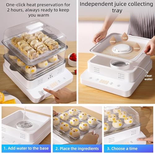 Electric Three-tier Steamer Made From Commercial-grade Stainless Steel a Large-capacity Breakfast Machine With a Timer Function Suitable for Home Use Restaurants and Banquets