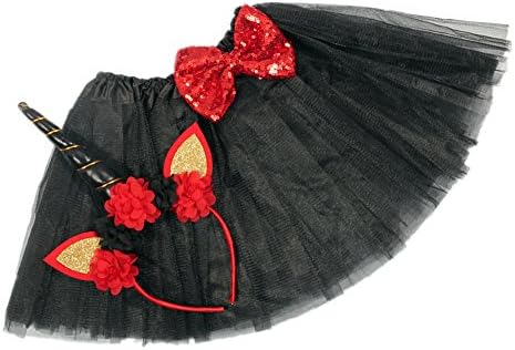 Nishine Tutu Skirt Dress + Unicorn Horn Headband Set Kids Birthday Photo Props Outfit