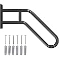 Hand Rails for Outdoor Steps Stair Railing Indoor Rail Metal Heavy Duty Non-Slip 1-3 Step Wall Mount Grab Bars U-Shape Safety Handle Garage Porch Courtyard Doorways (23")