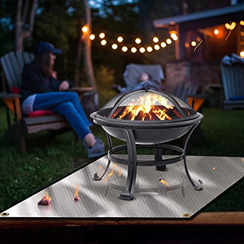 HOMPO Fire Pit Mat (40 x 40 inch), Fireproof Mat Deck Protector for