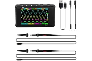 CCDSO MINIWARE Handheld Oscilloscope DS213, Portable Oscilloscope Mini Size Handheld, Built-in Rechargeable Battery, 4 Channels, 15Mhz Bandwidth, Entry Level Oscilloscope for Beginner