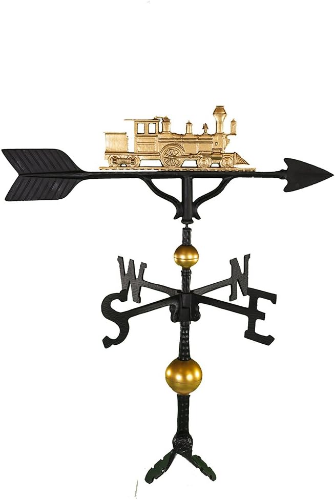 Weathervanes - Montague Metal Products 32-Inch Deluxe Weathervane with Gold Train Ornament