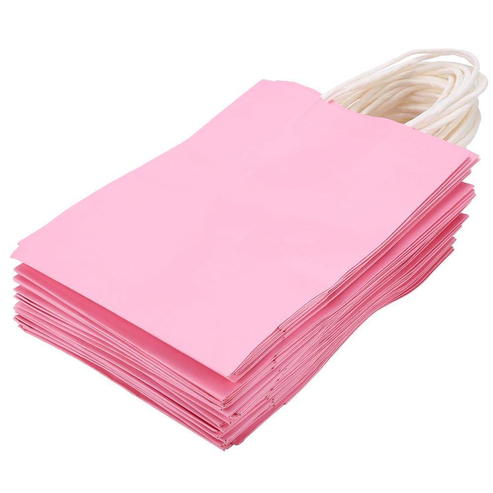 25pcs Kraft Paper Gift Bags,Party Bags,Shopping Bags,Retail Bags,Party Bags,Colorful Paper Bags with Handles Bulk(Pink)