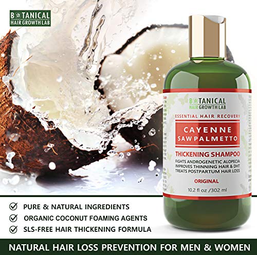 Botanical Hair Growth Lab Cayenne - Saw Palmetto Hair Loss Shampoo DHT Blocker For Hair Thinning Prevention Alopecia Postpartum 10.2 Fl Oz