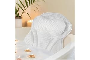 Bath Pillow Luxury Bath Tub Pillow for Bathtub, Comfortable Bathtub Pillow Headrest with Soft 4D Mesh Fabric and Non-Slip Suc