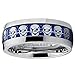 Dome Stainless Steel Ring Band with Blue Carbon Fiber and Skull Design