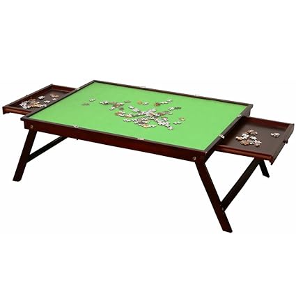 Wooden Jigsaw Puzzle Table For Adults Kids Large Portable Folding Table For Puzzle Games With 2 Storage Drawers Cover Home Furniture Puzzle