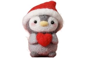 DIY Lovely Penguin Wool Needle Felting Beginner Starter Kit Felt Kit with Needle Felting Pad, Felting Needles, Felting Wool, 