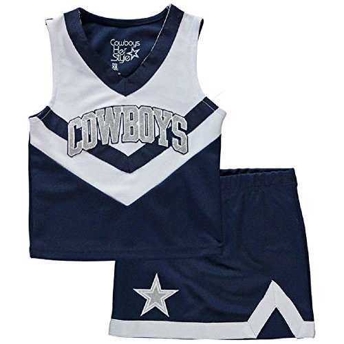 Cowboys Football Youth Girls Navy/White High Victory Cheer Set - XXS (5)