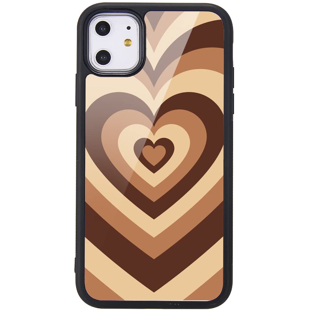 MAYCARI Aesthetic Latte Love(Brown) Pattern Phone Case for iPhone 11, Hard Back Case with Soft TPU Bumper for Girls Children Women Protective Phone Case for iPhone 11 — image 1