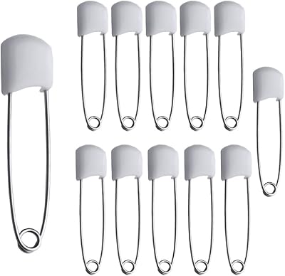 D.A.Y. Republic 12 Pack Nappy Pins 2.2 in Stainless Steel Safety Locks