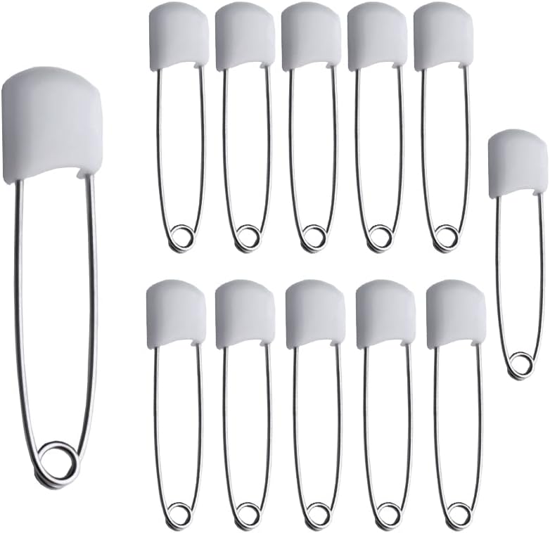 D.A.Y. Republic 12 Pack Nappy Pins 2.2 in Stainless Steel Safety Locks