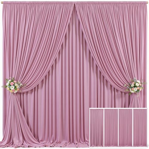 4 Paneele, staubrosa Hintergrund, Vorhang für Partys, Hochzeiten, faltenfrei, rosa Fotovorhänge, Hintergrundvorhänge, Stoffdekoration für Geburtstagsp