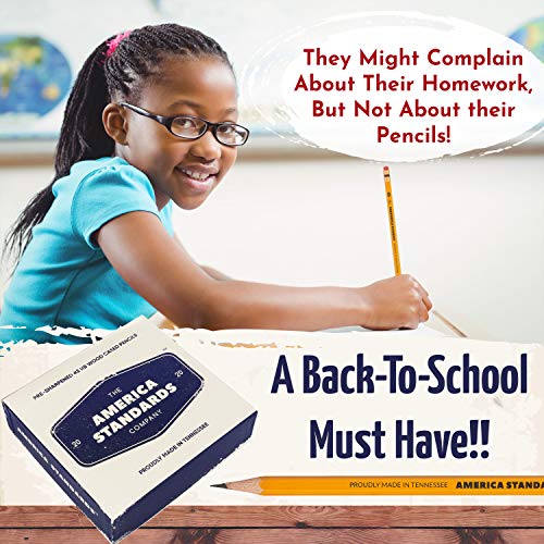 America Standards Pencils 2 HB, Sharpened, Made in USA, Woodcase