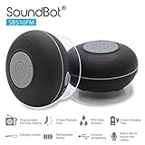 SoundBot SB510FM FM RADIO Water Resistant Bluetooth Wireless 5W Shower Speaker HandsFree Portable Speakerphone w/ Auto-Scan Tuner, 6Hrs Music Streaming, Built-in Mic, Detachable Suction Cup, Lanyard