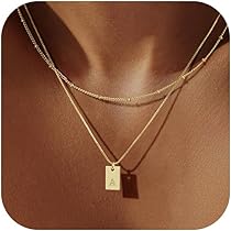 Rotnso Initial Necklace for Women, 14K Real Gold Plated