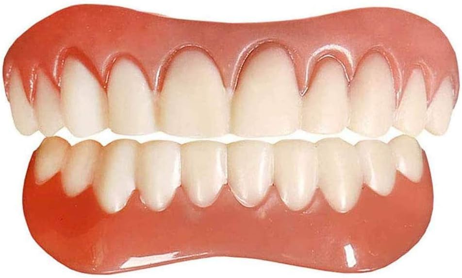 Tacohan 2 Pcs Quick Dentures Teeth Perfect Teeth Smile Veneer Lower and Upper Cosmetic Teeth, Quickly Make You Own Perfect Smile