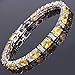RIZILIA Oval Cut Simulated Yellow Citrine and White Cubic Zirconia 18K White Gold Plated Tennis Bracelet, 7