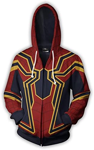 Avengers Infinity War 2018 Captain America Coolest RDJ Mens Hoodie Jacket (Red - Spiderman Avengers Infinity War 2018 Hoodie Jacket, X-Large/Body Chest 44" to 46")