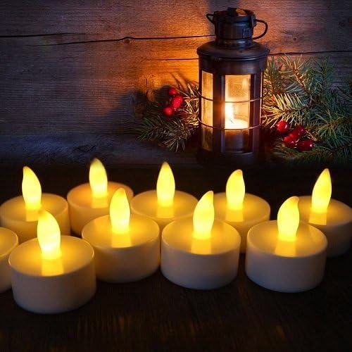 Flickering Tealight Candles SOKATON Battery Operated Flameless Tea Lights Unscented LED Candles LED for Christmas Xmas Holloween Party Wedding Birthday Party Decorations, Pack of 12 (Warm White)