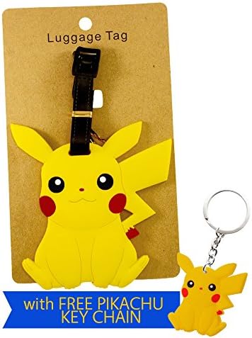 AmebaConcept ® POKEMON GO PVC Luggage Tag for School Backpacks &amp; Bags + Free Pikachu Key Chain