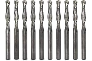OSCARBIDE 1/8" Shank Ball Nose Carbide End Mills: 10-Piece Set, 2-Flute CNC Spiral Router Bits for Engraving, Milling, 3D Sculpting, Roughing, Acrylic, Wood, PVC, Aluminum