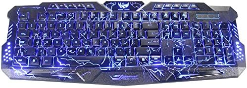 LMTECH USB Wired Gaming Keyboard USB Wired LED 3 Color (Red Blue Purple) Backlit Gaming Keyboard with Crack Pattern for Laptop Desktop Computer Gamers