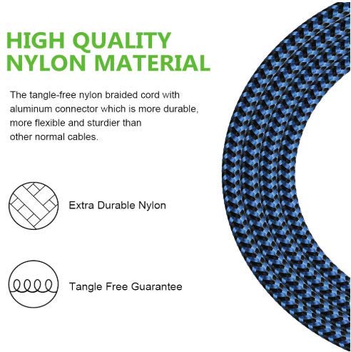 XV Micro USB Cable Android, [6.6ft/2m] Fast Charging, Nylon Braided Samsung USB Cable - Android Charger Cables for Samsung Galaxy S7/S6/J7, Moto, Kindle, PS4 and more - Blue