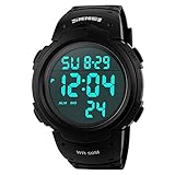 Digital Watch Mens Army Clearance Sport Wristwatch Casual Large Face Military Wrist Watches Waterproof Stopwatch Hourly Chime Athletic Black